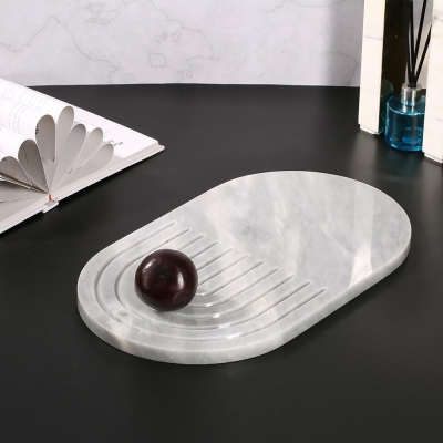 Piatti piani ovali moderni in marmo bianco Piatti piani decorativi festivi