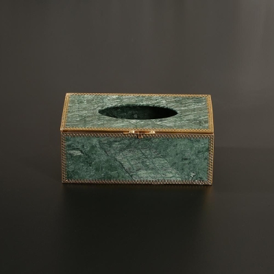 Porta fazzoletti in marmo verde Porta fazzoletti per il viso rettangolare