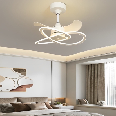 Waves Flower LED Mute Timing Ventilatori da soffitto creativi nordici senza lama