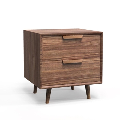 Comodino moderno in legno con 2 cassetti