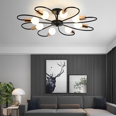 Lampada da soffitto creativa per camera da letto nordica con fiore in ferro semplice
