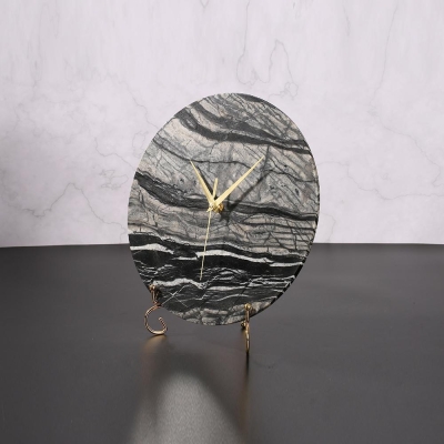Orologio da scrivania moderno in marmo rustico. Orologi da tavolo antichi personalizzati rotondi