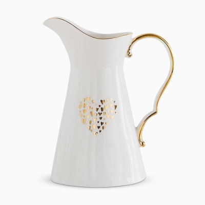 Vasi da fiori in ceramica bianca a forma di brocca con manici