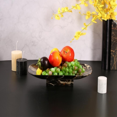 Vassoio da portata lungo in marmo Vassoio da cucina Vassoio da frutta Piatto da sushi Oro nero