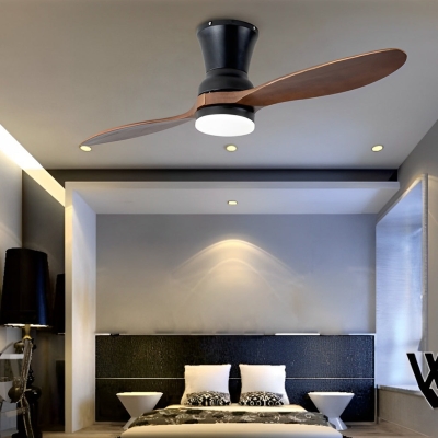 Ventilatori da soffitto moderni con 2 pale in legno da 18 W, dimmerabili, muti a distanza