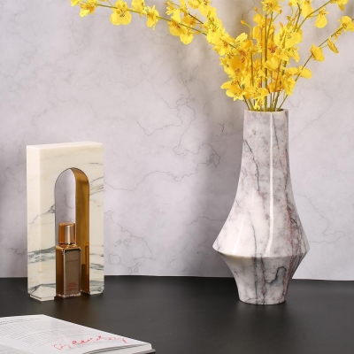 Vaso moderno in marmo bianco da tavolo, vasi decorativi, piccolo vaso per piante