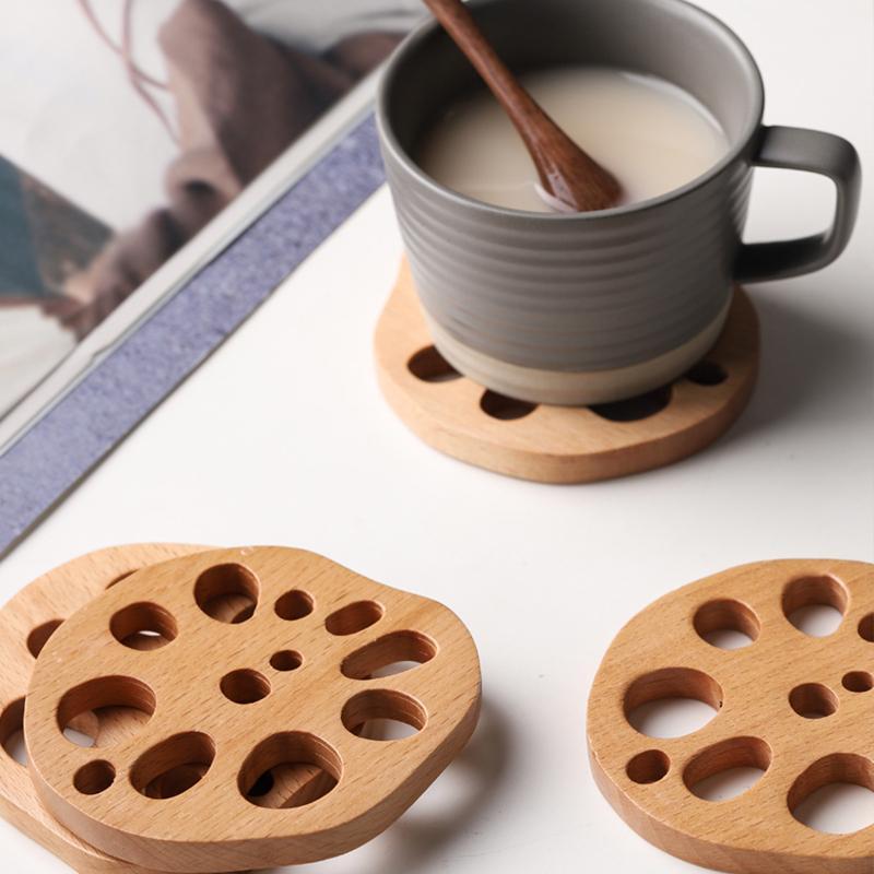 Wood Lotus Root Shaped Coaster